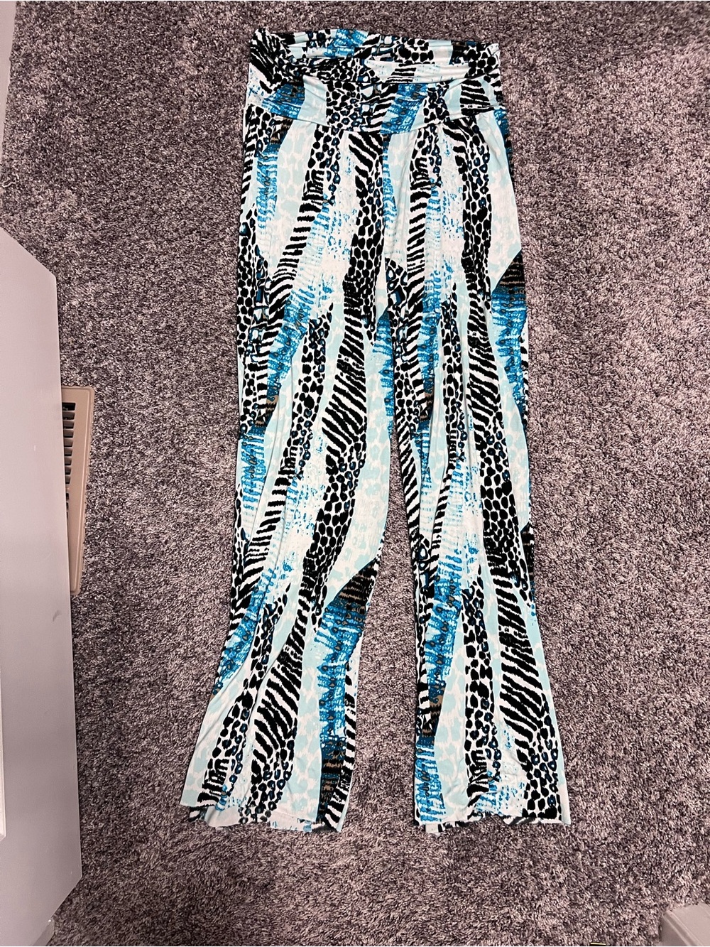 Blue & Black Animal Stripe Stretchy Pants